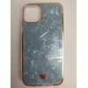 Чехол силикон-пластик iPhone 14 цветной гранит голубой