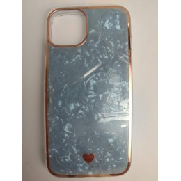 Чехол силикон-пластик iPhone 14 цветной гранит голубой