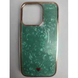 Чехол силикон-пластик iPhone 14 цветной гранит зеленый