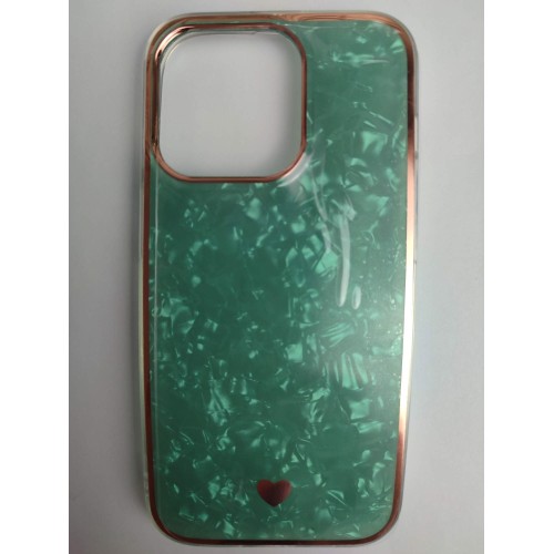 Чехол силикон-пластик iPhone 14 цветной гранит зеленый