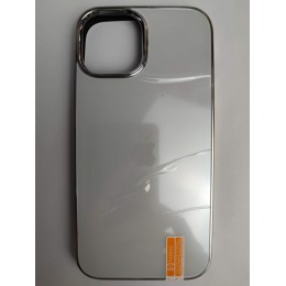 Чехол силикон-пластик iPhone 14 матовый с логотипом белый