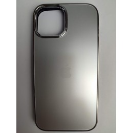Чехол силикон-пластик iPhone 14 матовый с логотипом светло-серый