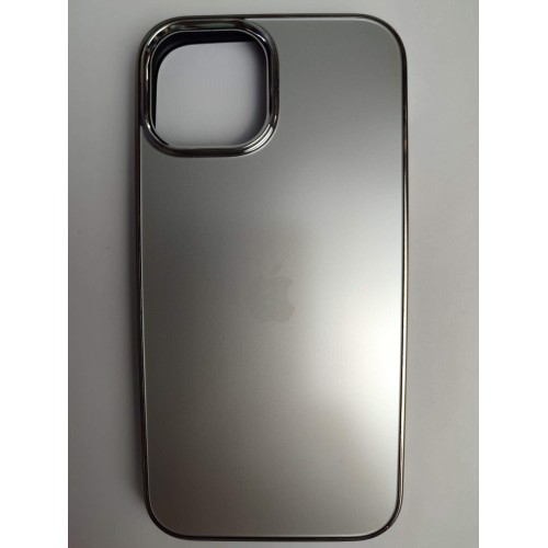 Чехол силикон-пластик iPhone 14 матовый с логотипом светло-серый