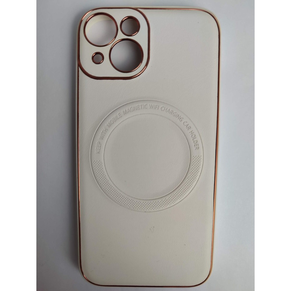 Чехол силикон-пластик iPhone 14 New Skin Magsafe с защитой камеры белый