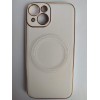 Чехол силикон-пластик iPhone 14 New Skin Magsafe с защитой камеры белый