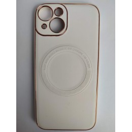 Чехол силикон-пластик iPhone 14 New Skin Magsafe с защитой камеры белый