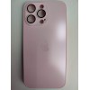 Чехол силикон-пластик iPhone 15 Pro Max стеклянный матовый с логотипом розовый