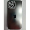 Чехол силикон-пластик iPhone 15 Pro Max стеклянный матовый с логотипом серый