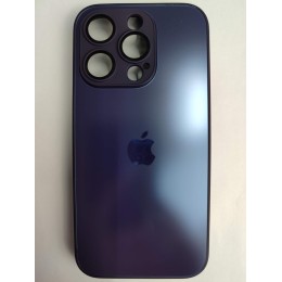 Чехол силикон-пластик iPhone 15 Pro стеклянный матовый с логотипом фиолетовый