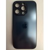 Чехол силикон-пластик iPhone 15 Pro стеклянный матовый с логотипом темно-синий