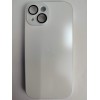 Чехол силикон-пластик iPhone 15 стеклянный матовый с логотипом белый