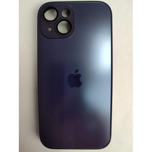 Чехол силикон-пластик iPhone 15 стеклянный матовый с логотипом фиолетовый