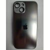 Чехол силикон-пластик iPhone 15 стеклянный матовый с логотипом серый