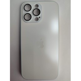 Чехол силикон-пластик iPhone 16 Pro Max стеклянный матовый с логотипом белый