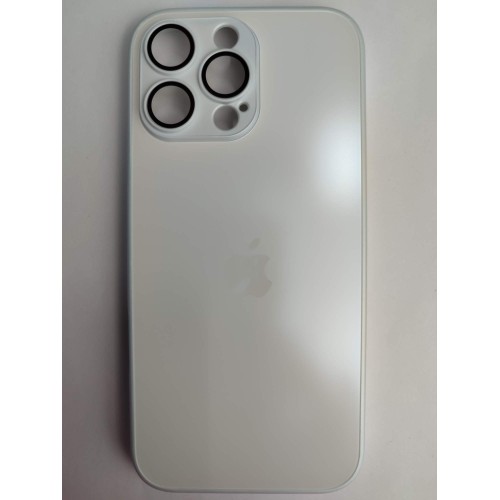 Чехол силикон-пластик iPhone 16 Pro Max стеклянный матовый с логотипом белый