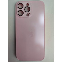 Чехол силикон-пластик iPhone 16 Pro Max стеклянный матовый с логотипом розовый