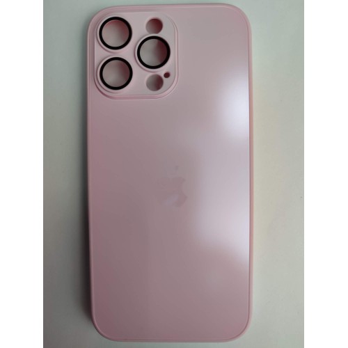 Чехол силикон-пластик iPhone 16 Pro Max стеклянный матовый с логотипом розовый