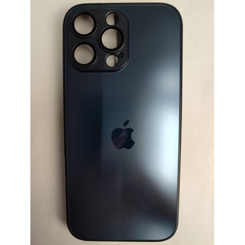 Чехол силикон-пластик iPhone 16 Pro Max стеклянный матовый с логотипом темно-синий