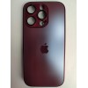 Чехол силикон-пластик iPhone 16 Pro стеклянный матовый с логотипом бордовый
