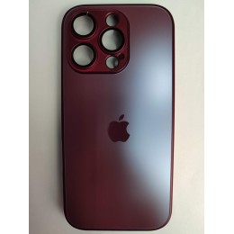 Чехол силикон-пластик iPhone 16 Pro стеклянный матовый с логотипом бордовый