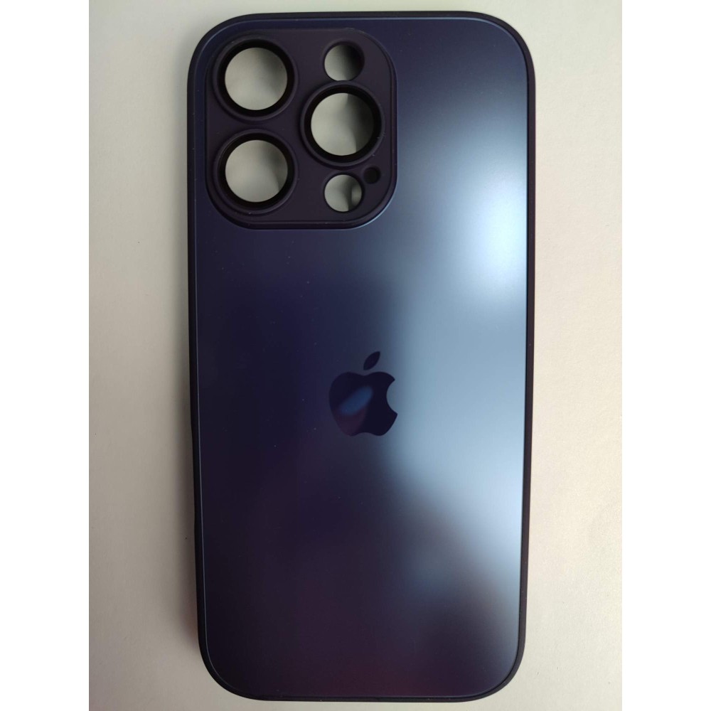 Чехол силикон-пластик iPhone 16 Pro стеклянный матовый с логотипом фиолетовый
