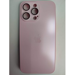 Чехол силикон-пластик iPhone 16 Pro стеклянный матовый с логотипом розовый