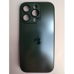 Чехол силикон-пластик iPhone 16 Pro стеклянный матовый с логотипом темно-зеленый