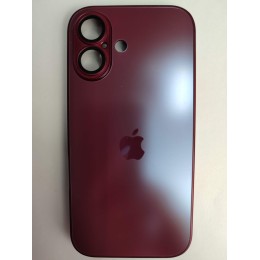 Чехол силикон-пластик iPhone 16 стеклянный матовый с логотипом бордовый