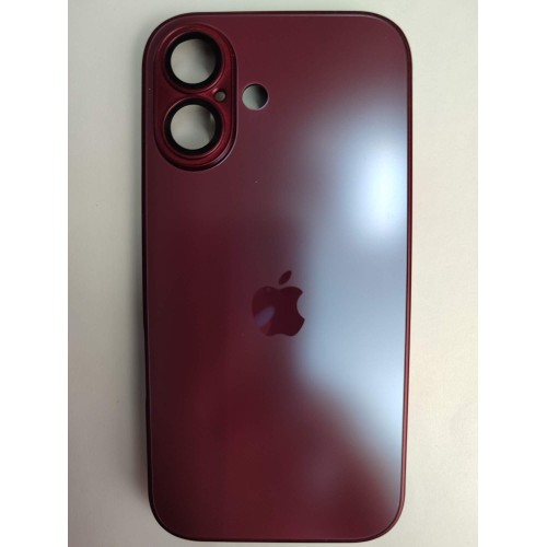 Чехол силикон-пластик iPhone 16 стеклянный матовый с логотипом бордовый