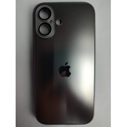 Чехол силикон-пластик iPhone 16 стеклянный матовый с логотипом серый