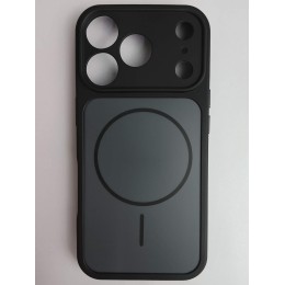 Чехол силикон-пластик iPhone 17 Pro матовый черно-серый