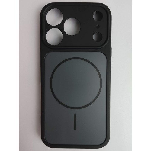 Чехол силикон-пластик iPhone 17 Pro матовый черно-серый