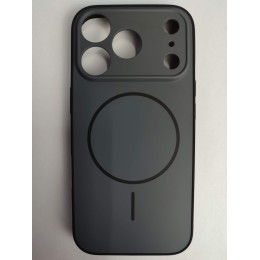 Чехол силикон-пластик iPhone 17 Pro матовый с имитацией MagSafe черный