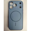 Чехол силикон-пластик iPhone 17 Pro матовый с имитацией MagSafe синий