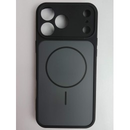 Чехол силикон-пластик iPhone 17 Pro Max матовый черно-серый