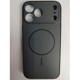 Чехол силикон-пластик iPhone 17 Pro Max матовый с имитацией MagSafe черный