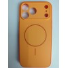 Чехол силикон-пластик iPhone 17 Pro Max матовый с имитацией MagSafe оранжевый