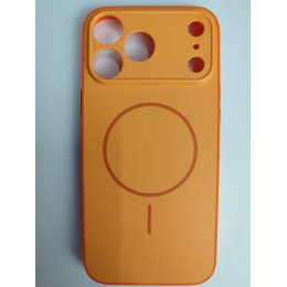 Чехол силикон-пластик iPhone 17 Pro Max матовый с имитацией MagSafe оранжевый
