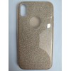 Чехол силикон-пластик iPhone XR Fashion с блестками золотистый