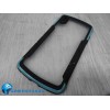 Чехол силикон-пластик iPhone XS Max прозрачный с контуром черно-голубой