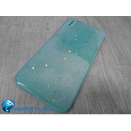 Чехол силикон-пластик iPhone XS Max звездопад бирюзовый