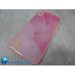 Чехол силикон-пластик iPhone XS Max звездопад розовый