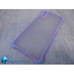 Чехол силикон-пластик Samsung A02/M02 прозрачный с защитой по краям сиреневый/голубой