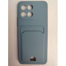 Чехол силиконовый Honor X6 матовый цветной с визитницей серый