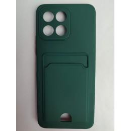 Чехол силиконовый Honor X6 матовый цветной с визитницей темно-зеленый