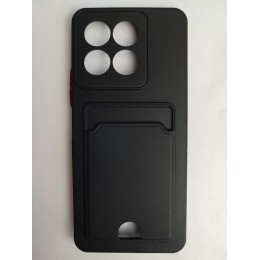 Чехол силиконовый Honor X6B матовый цветной с визитницей черный