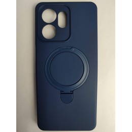 Чехол силиконовый Honor X6D MagSafe цветной с кольцом синий