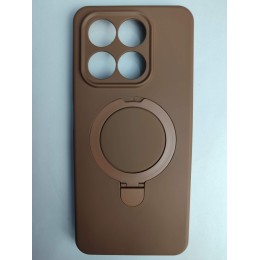 Чехол силиконовый Honor X7D MagSafe цветной с кольцом коричневый