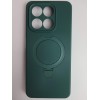 Чехол силиконовый Honor X7D MagSafe цветной с кольцом темно-зеленый