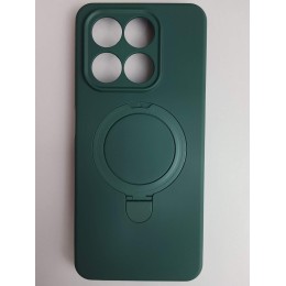 Чехол силиконовый Honor X7D MagSafe цветной с кольцом темно-зеленый